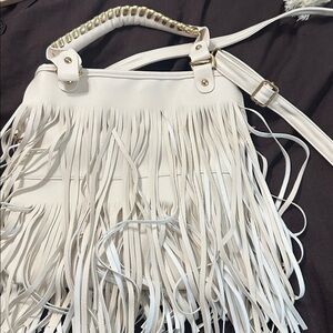 Fringe White Handbag